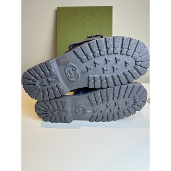 NIB Authentic Gucci Men\'s Sandals Blue Nylon Slides Size UK9 US9.5 main image 5